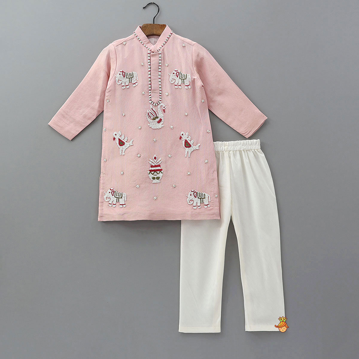 Pre Order: Beads Embroidered Shimmer Kurta And Pyjama
