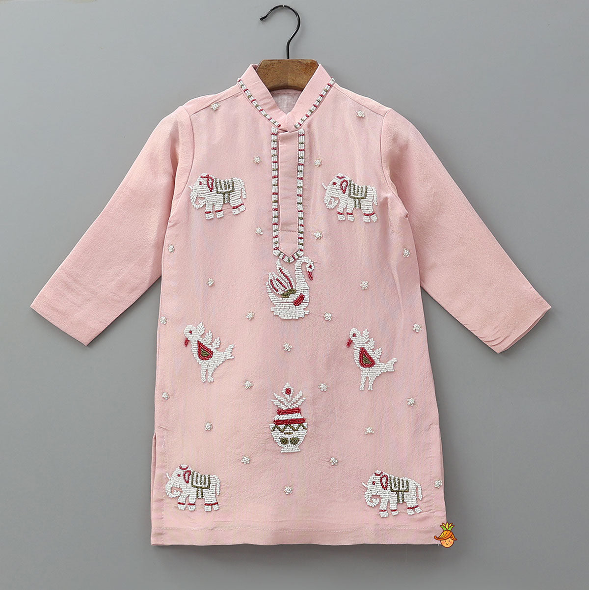 Pre Order: Beads Embroidered Shimmer Kurta And Pyjama