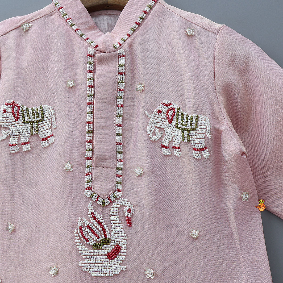 Pre Order: Beads Embroidered Shimmer Kurta And Pyjama
