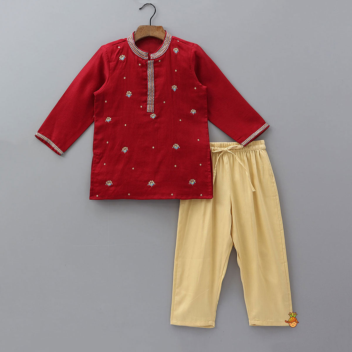 Pre Order: Sequins Embroidered Front Placket Kurta And Pyjama