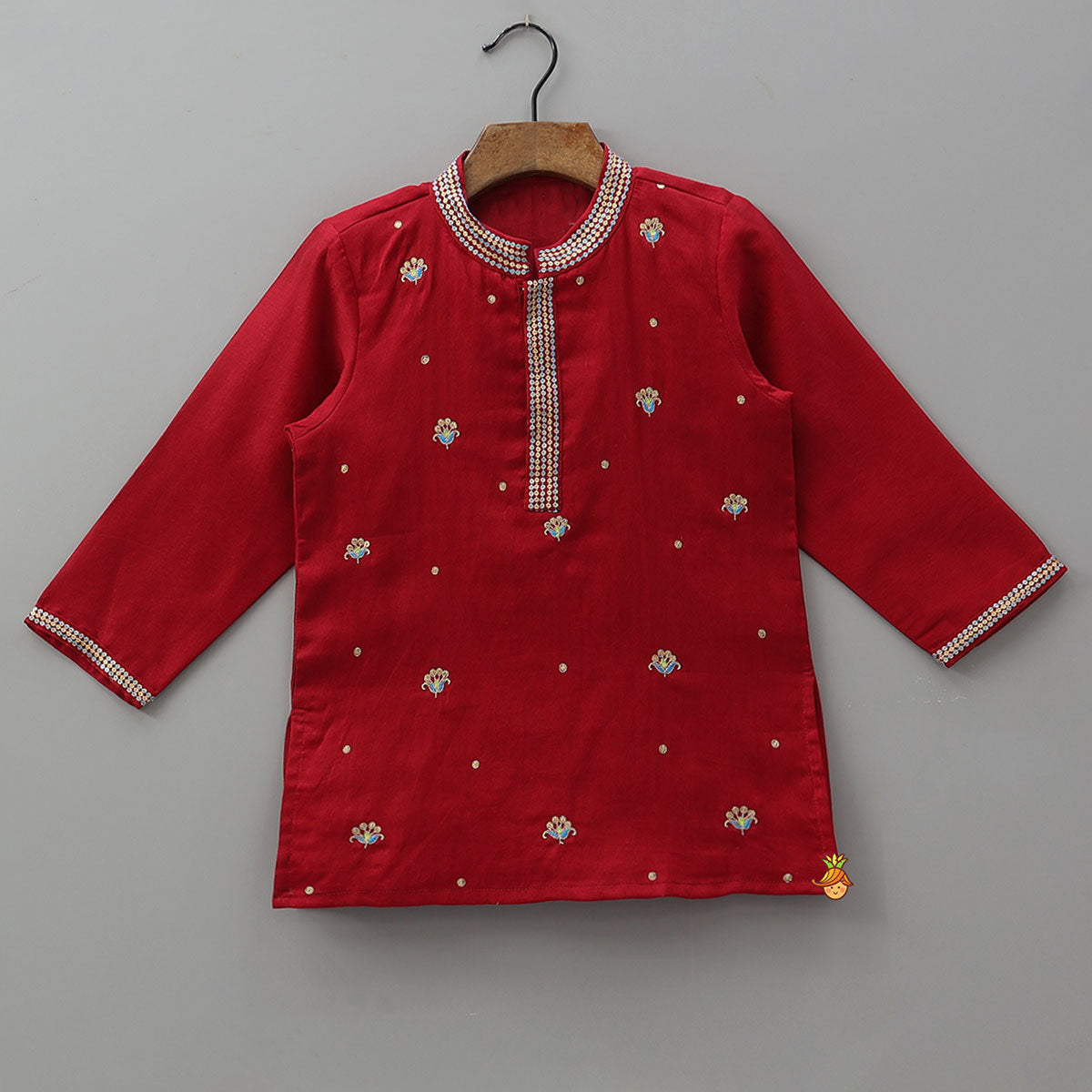 Pre Order: Sequins Embroidered Front Placket Kurta And Pyjama