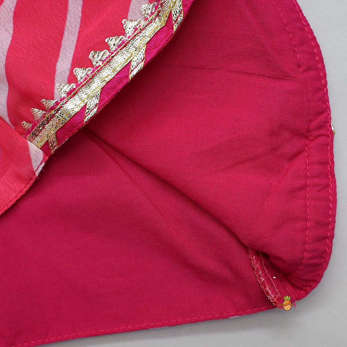 Pre Order: Vibrant Leheriya Printed Crop Top And Lehenga With Dupatta