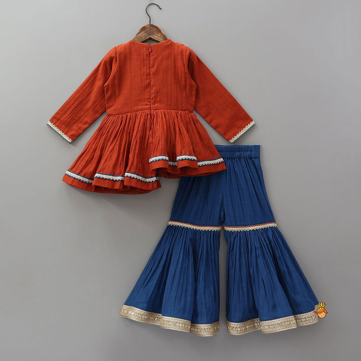 Pre Order: Yoke Embroidered Kurti And Sharara With Dupatta