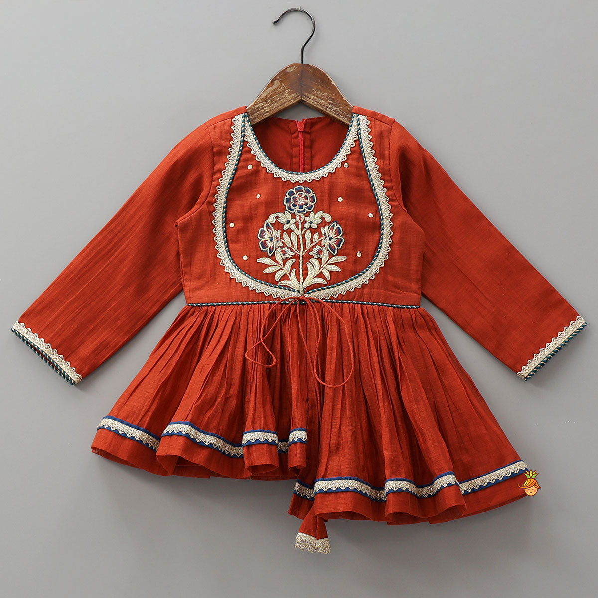 Pre Order: Yoke Embroidered Kurti And Sharara With Dupatta