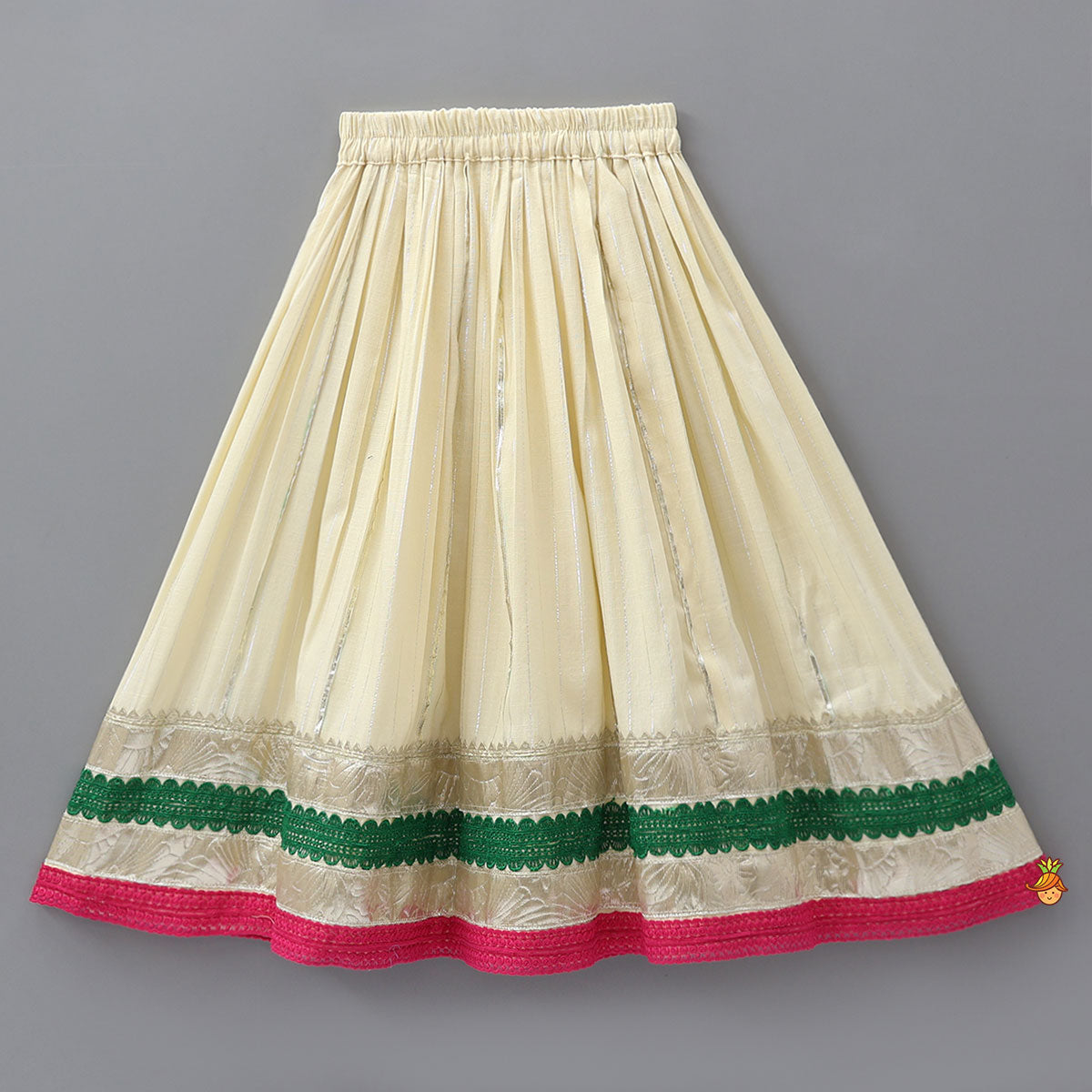 Pre Order: Lurex Striped Crop Top And Lehenga With Matching Shiny Dupatta