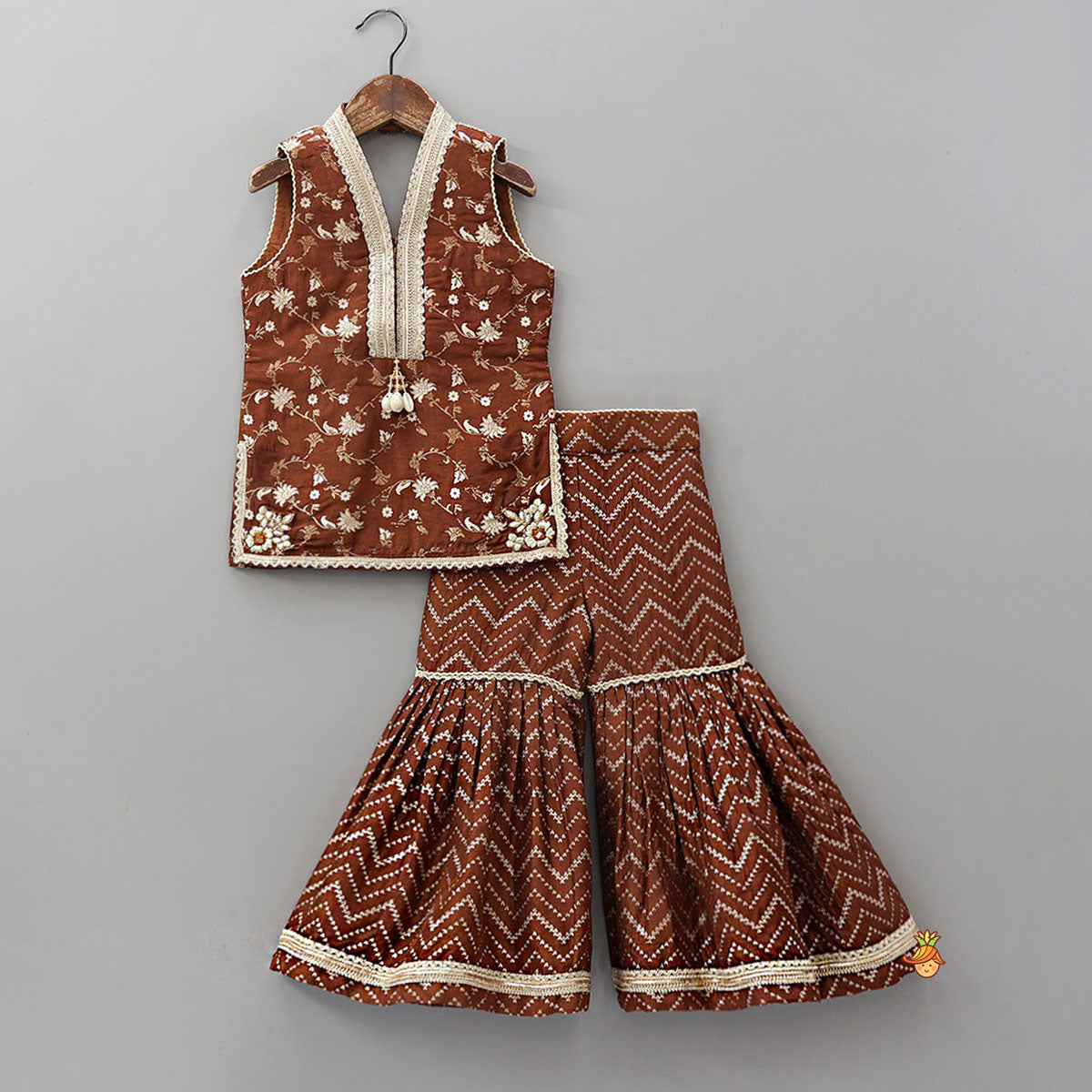 Pre Order: Gorgeous Halter Neck Kurti With Sharara And Dupatta