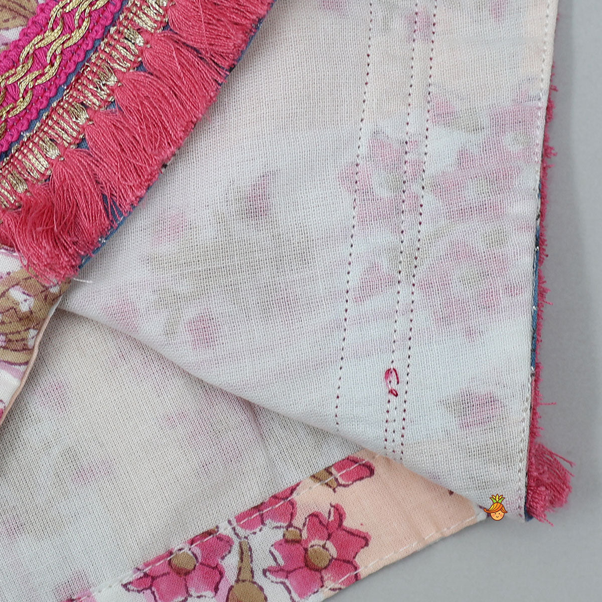 Pre Order: Hand Block Printed Cotton Crop Top And Lehenga With Dupatta