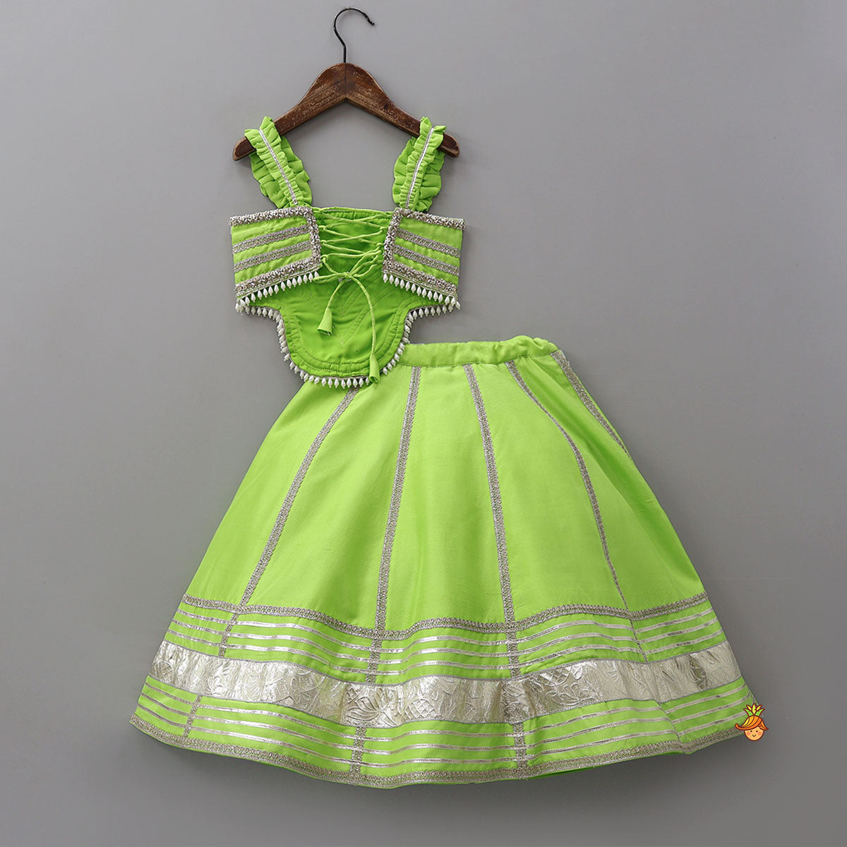 Pre Order: Stylish Embellished Crop Top With Lehenga