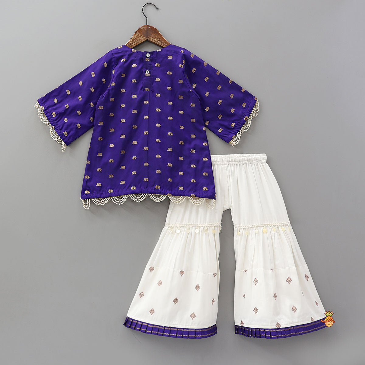 Pre Order: Lace Detailed Yoke Kurti And Sharara With Dupatta