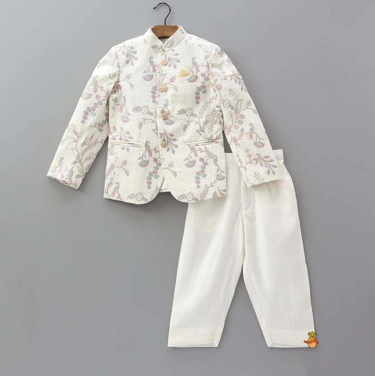 Pre Order: Intricately Embroidered Sherwani With Pocket Square And Pant