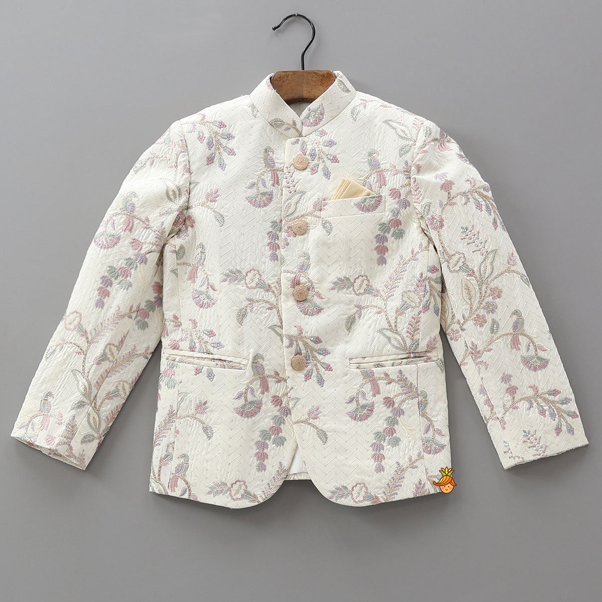 Pre Order: Intricately Embroidered Sherwani With Pocket Square And Pant