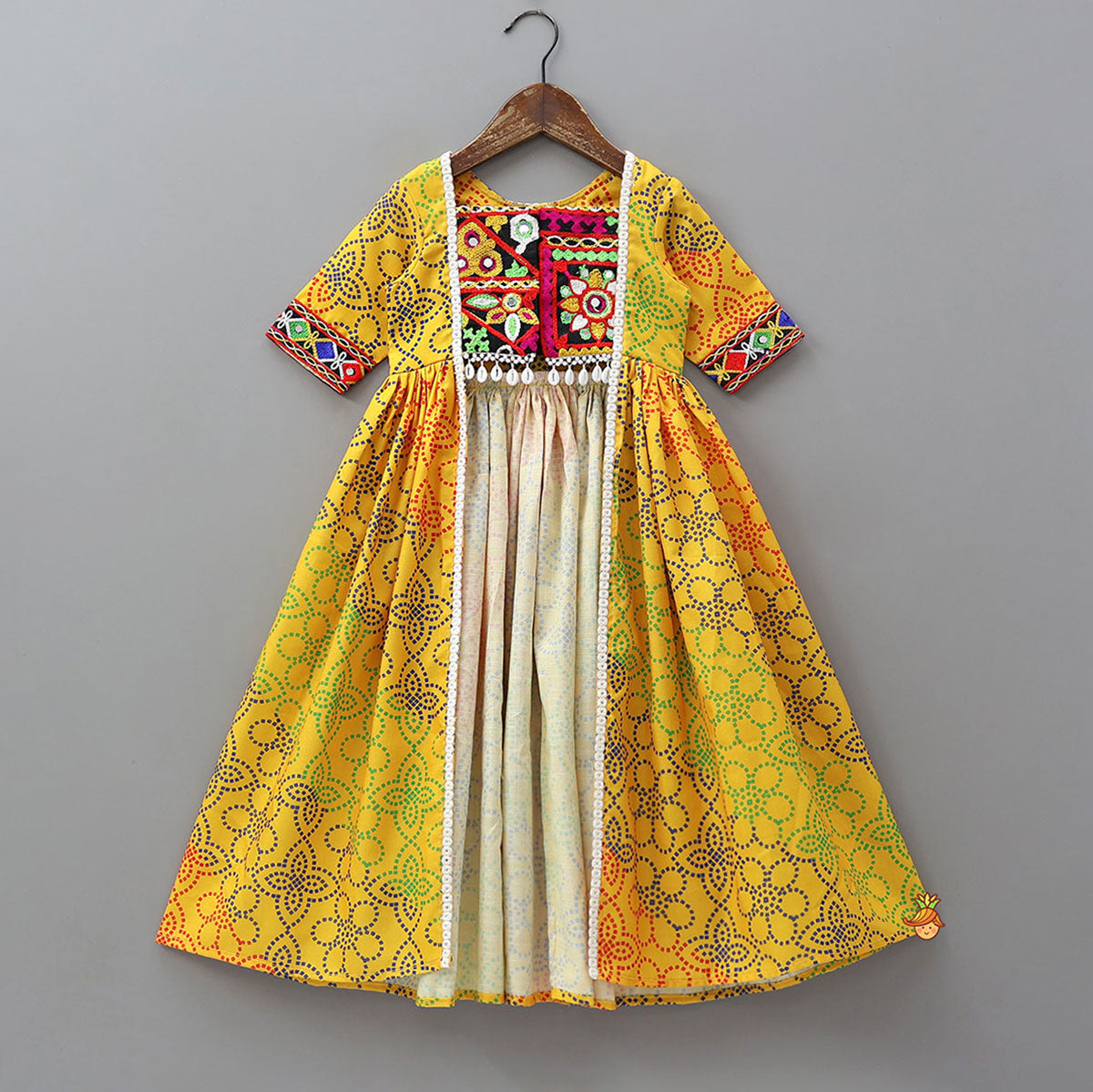 Pre Order: Contrasting Festive Mirror Work Stylish Kurti
