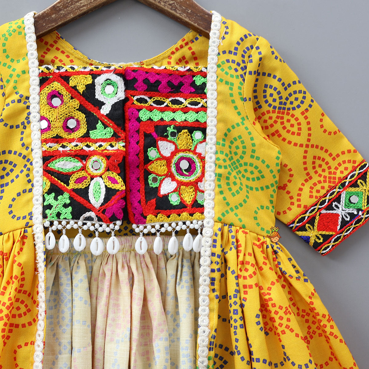 Pre Order: Contrasting Festive Mirror Work Stylish Kurti