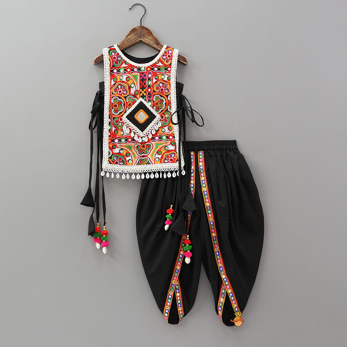 Pre Order: Inner Top And Jacket Style Side Tie Up Top With Dhoti