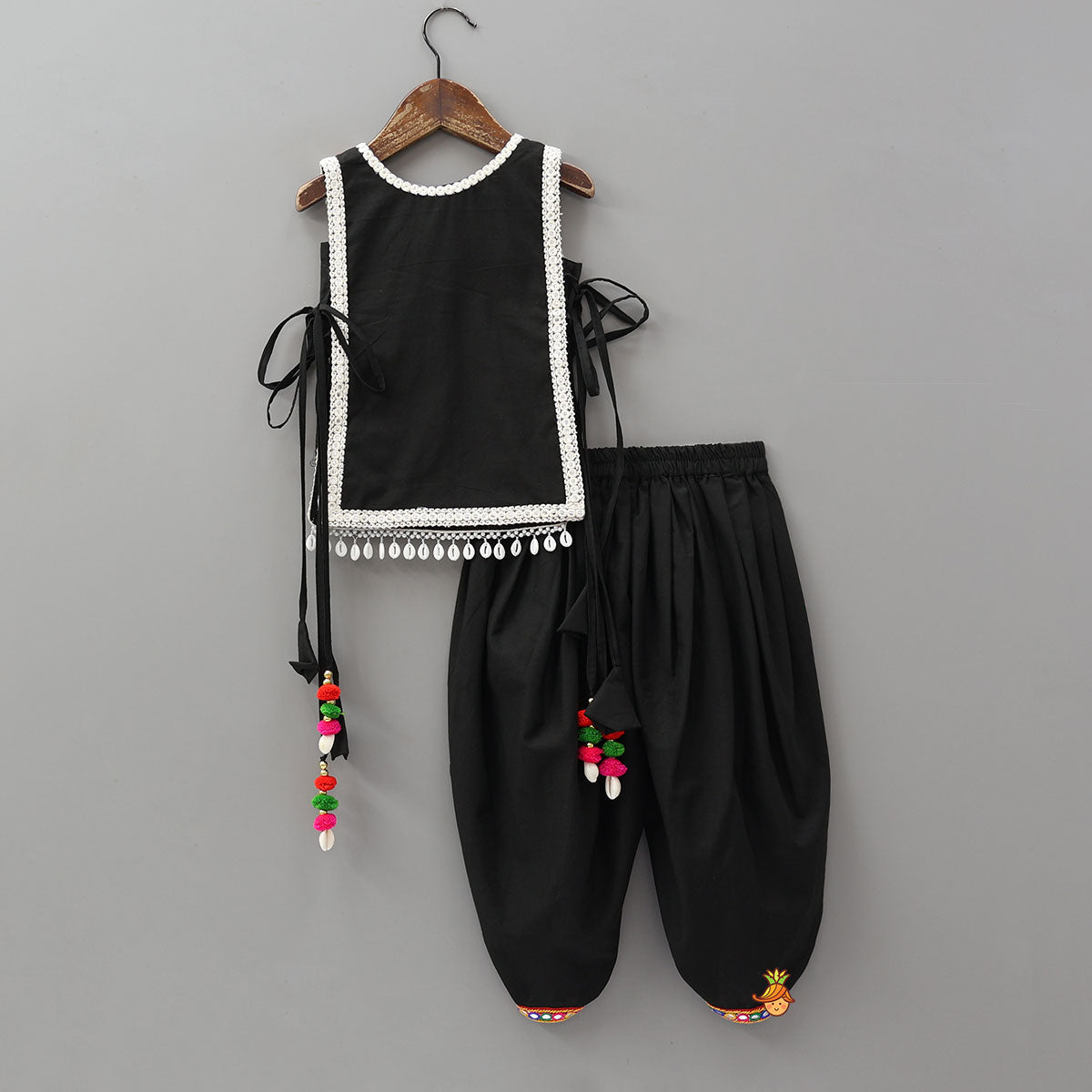 Pre Order: Inner Top And Jacket Style Side Tie Up Top With Dhoti