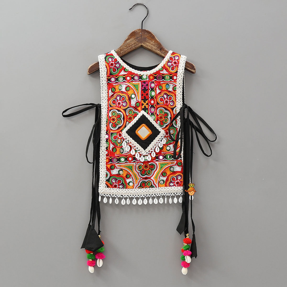 Pre Order: Inner Top And Jacket Style Side Tie Up Top With Dhoti