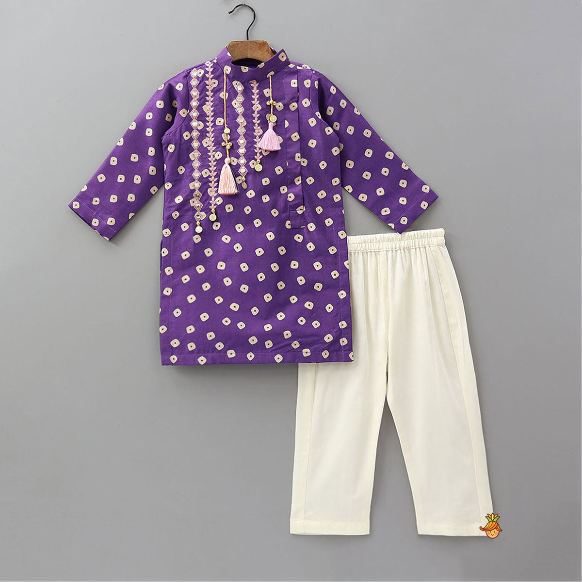 Pre Order: Festive Bandhani Printed Kurta And Pyjama