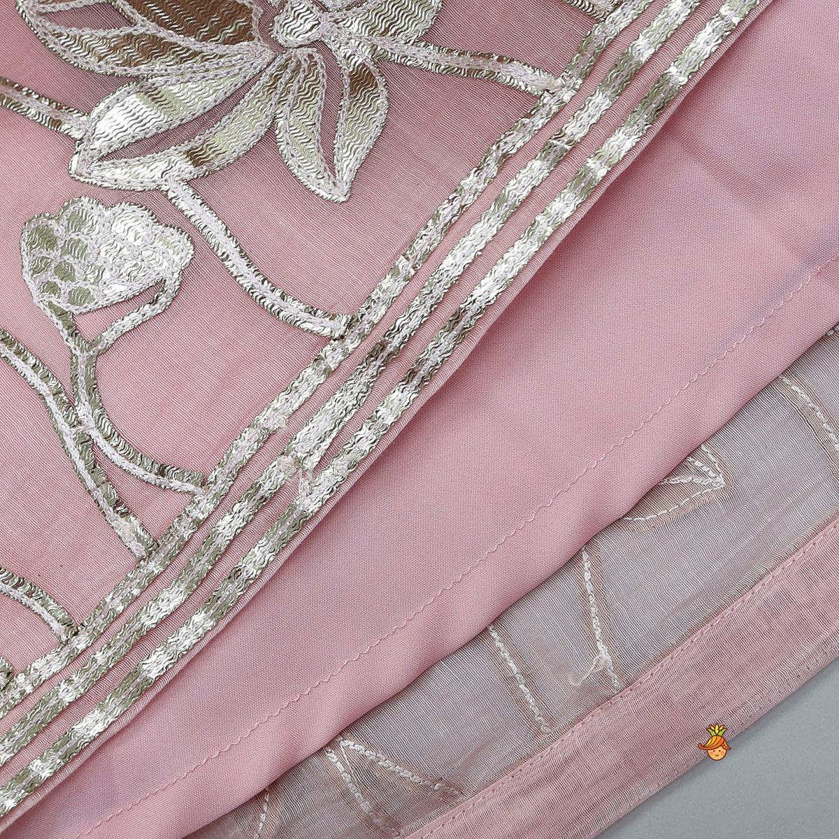 Pre Order: Round Neck Crop Top And Floral Work Lehenga