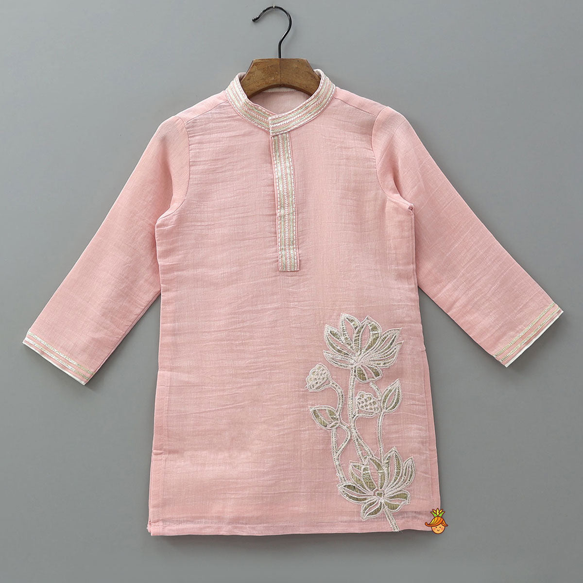 Pre Order: Embroidered Front Placket Traditional Kurta And Pyjama
