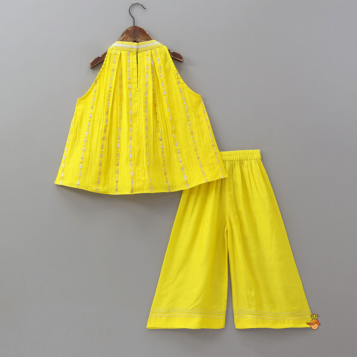 Pre Order: Halter Neck Embellished Kurti And Palazzo