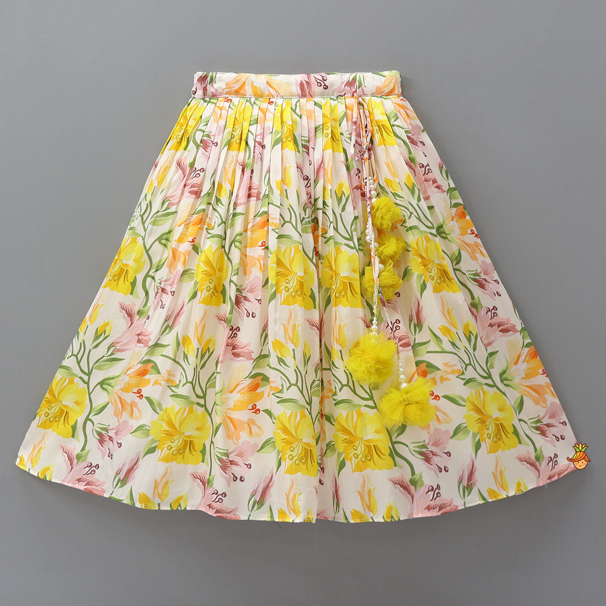Pre Order: Chic Pleated Top With Printed Lehenga