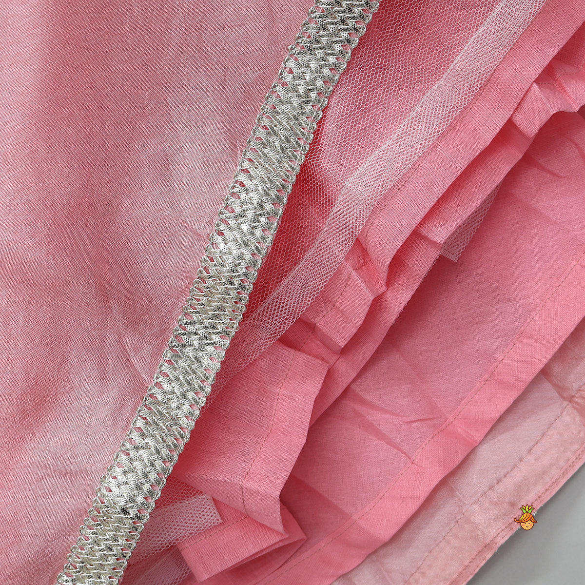 Pre Order: Gota Embroidered Strappy Top With Flared Lehenga And Matching Dupatta
