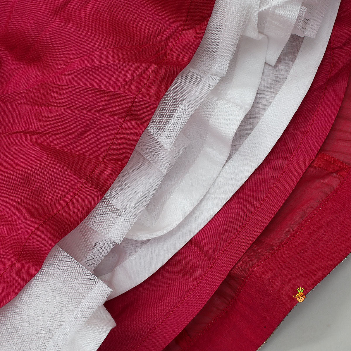 Pre Order: Round Neck Embroidered Yoke Ethnic Anarkali With Contrasting Dupatta And Potli Bag