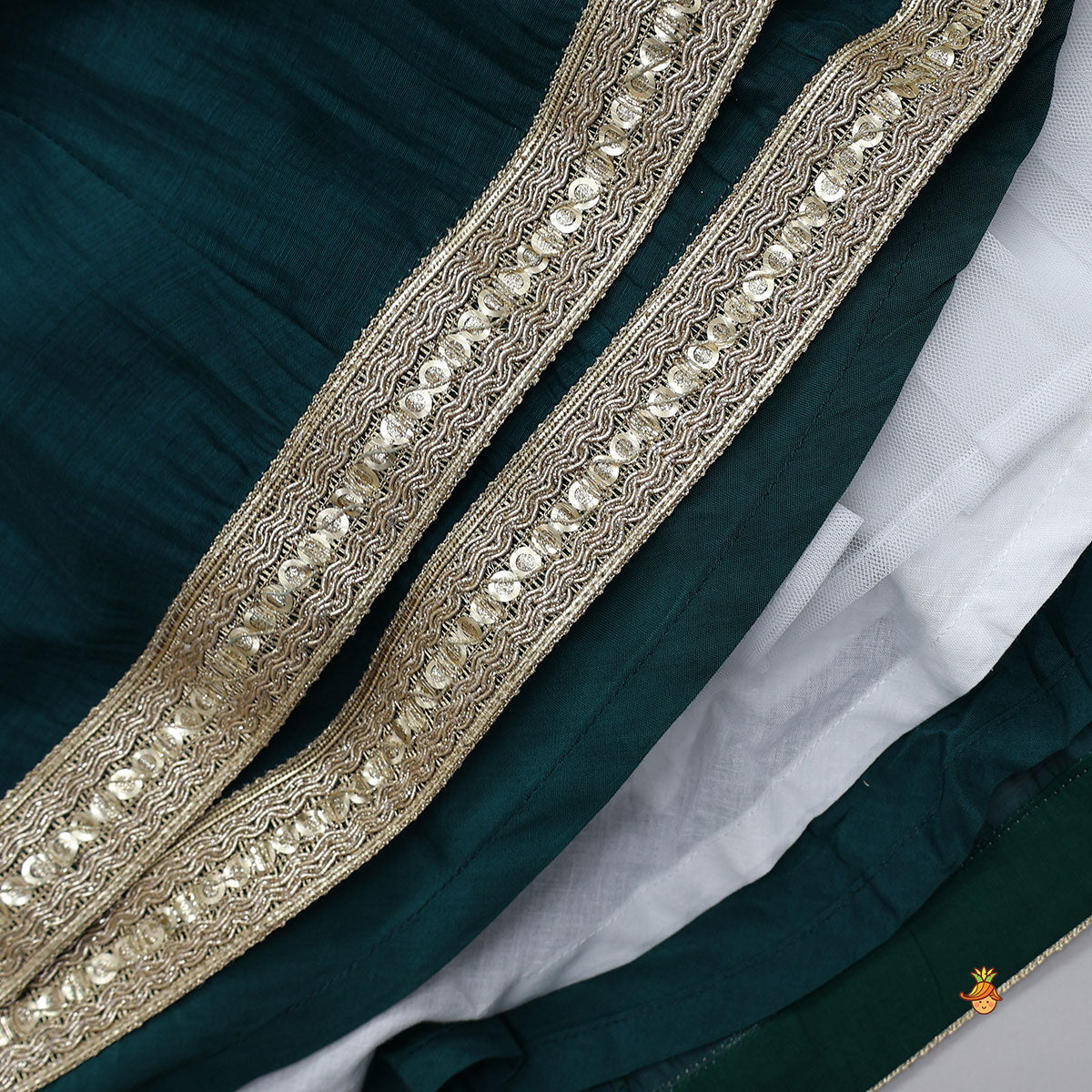 Pre Order: Round Neck Embroidered Yoke Anarkali With Contrasting Dupatta And Potli Bag