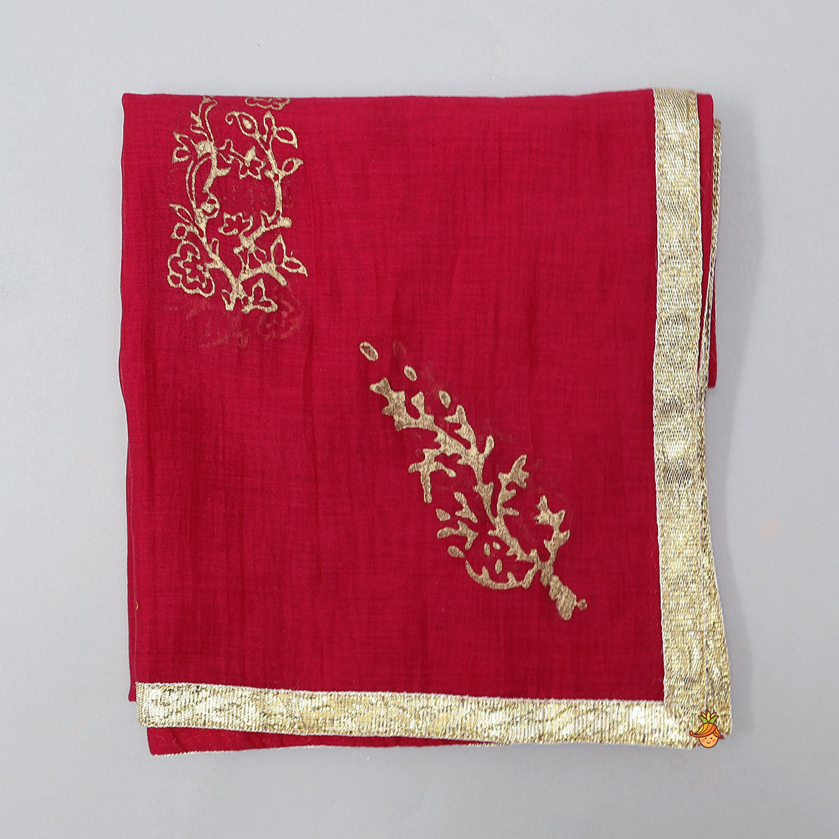 Pre Order: Round Neck Embroidered Yoke Anarkali With Contrasting Dupatta And Potli Bag