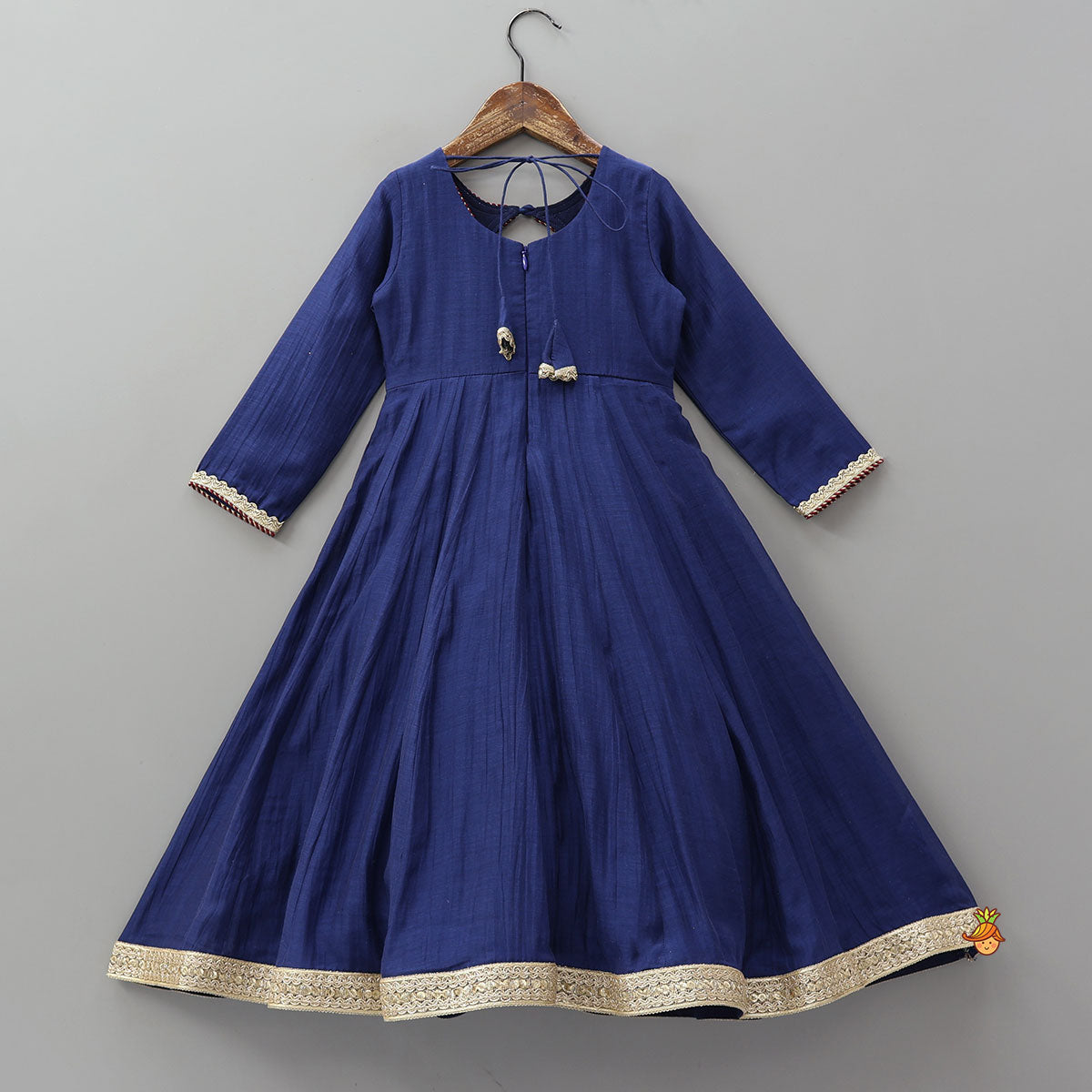 Pre Order: Floral Embroidered Flap Anarkali With Dupatta And Potli Bag