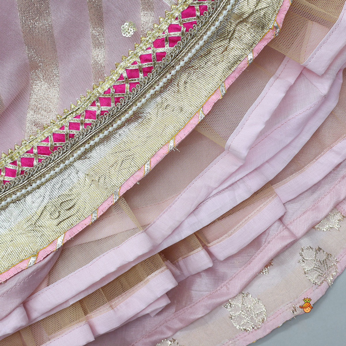 Pre Order: Traditional Tassel Adorned Anarkali With Attached Dupatta