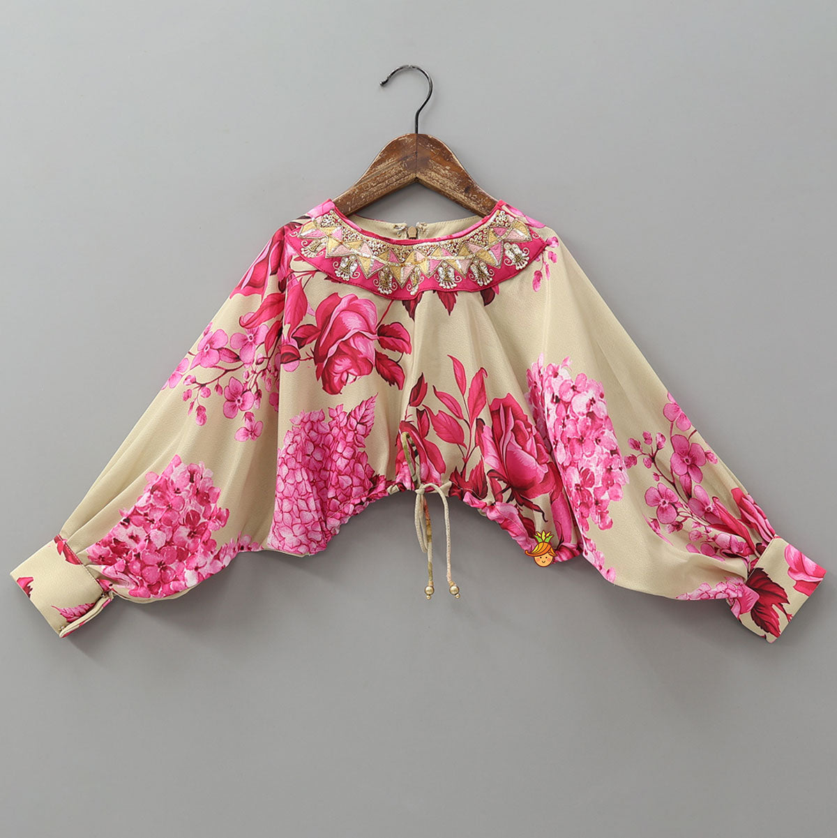 Stylish Sleeved Crop Top And Floral Printed Lehenga