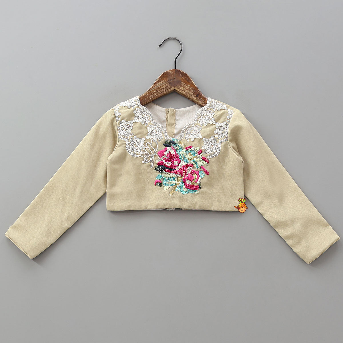 Embroidered Yoke Crop Top And Floral Printed Lehenga