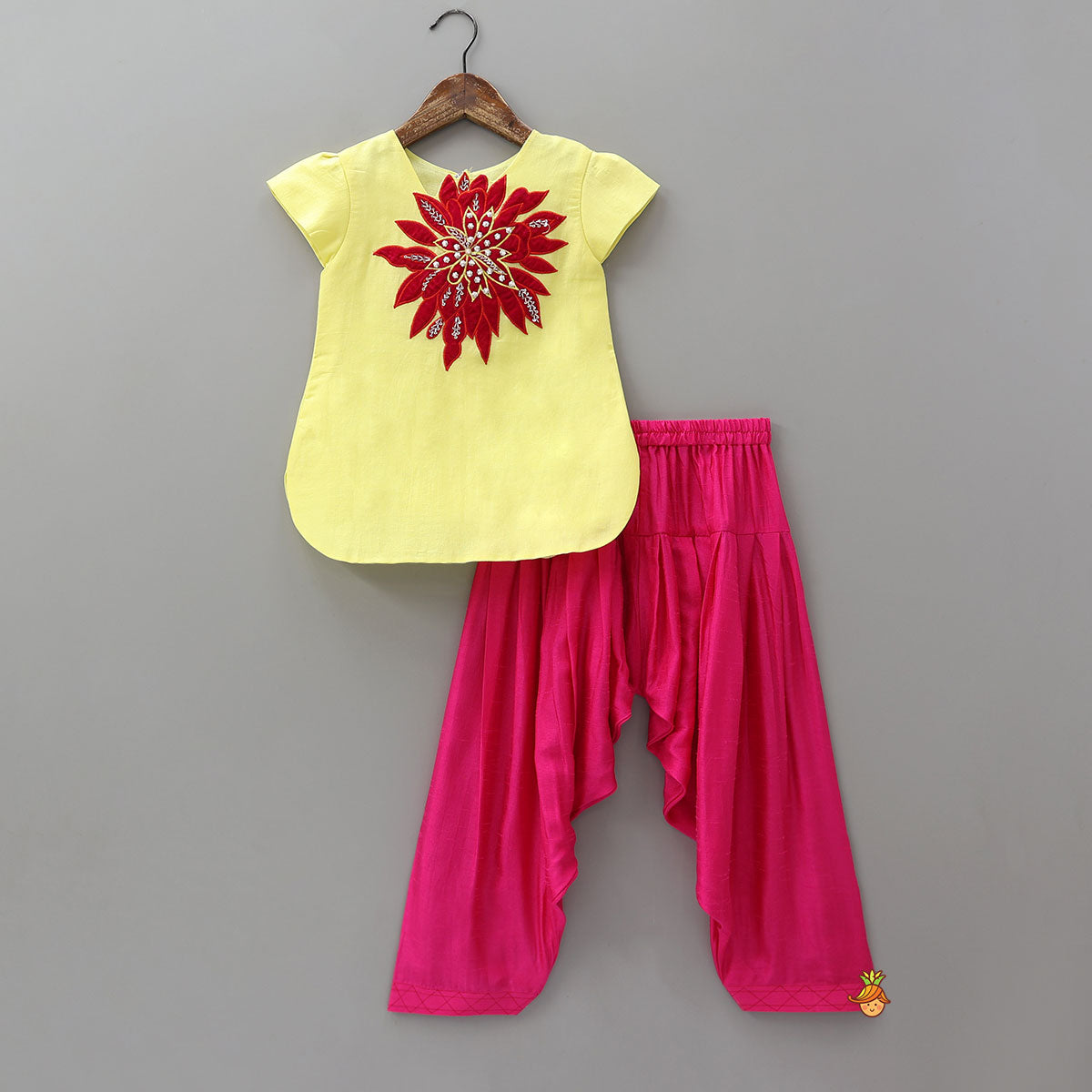 Velvet Floral Applique Kurti And Salwar