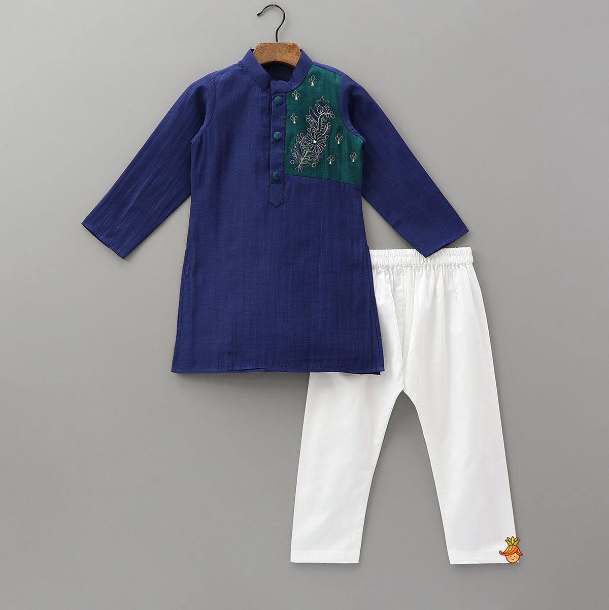 Pre Order: Contrasting Patchwork Kurta And Pyjama