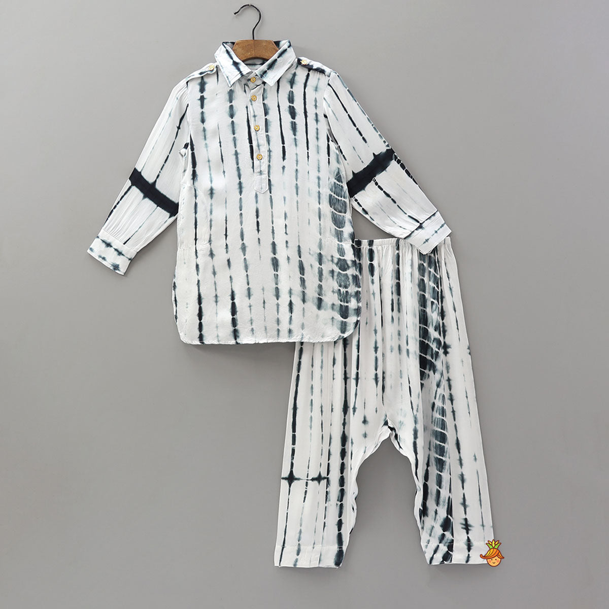 Pre Order: Tie Dye Shibori Printed Kurta And Pathani Style Pant