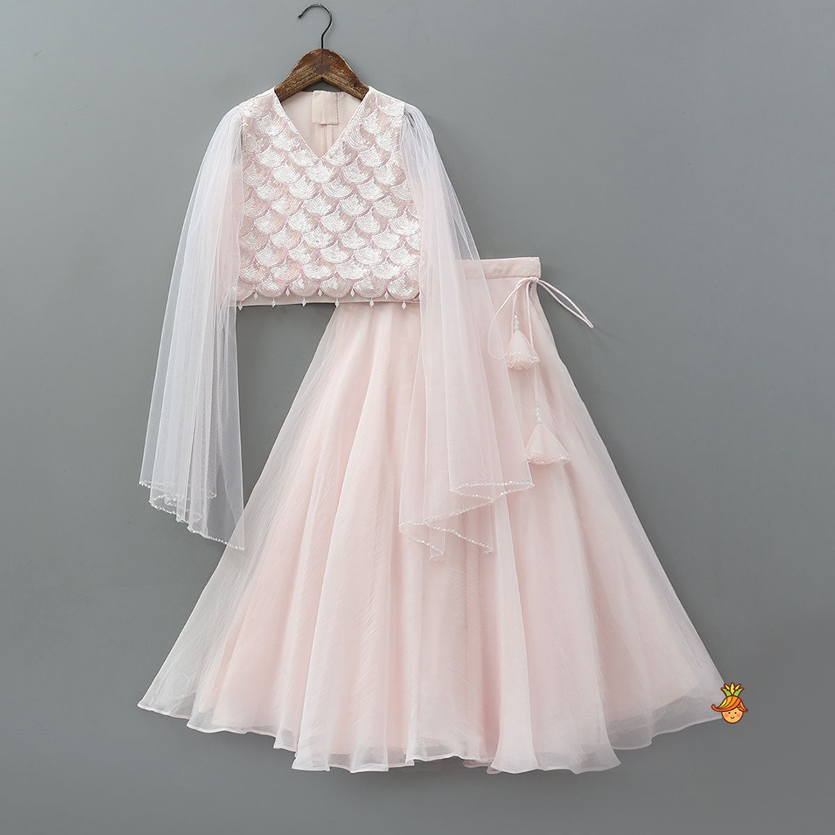 Pre Order: Heavy Sequin Embroidered Stylish Top And Lehenga