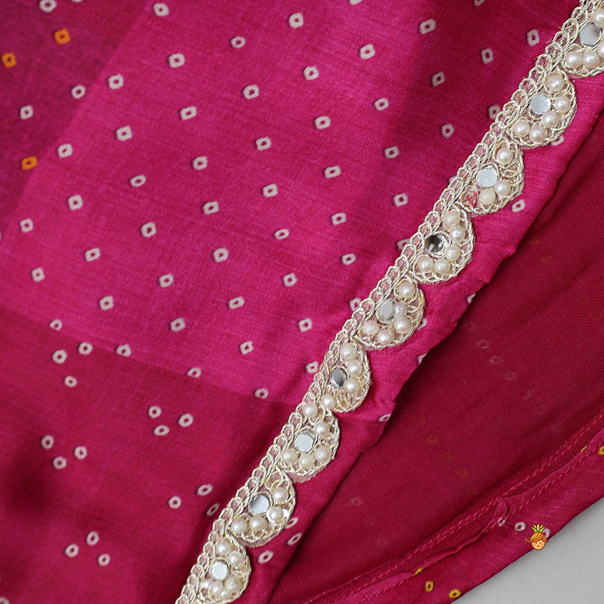 Pre Order: Festive Bandhani Printed Kurti And Dhoti Style Pant With Contrasting Dupatta