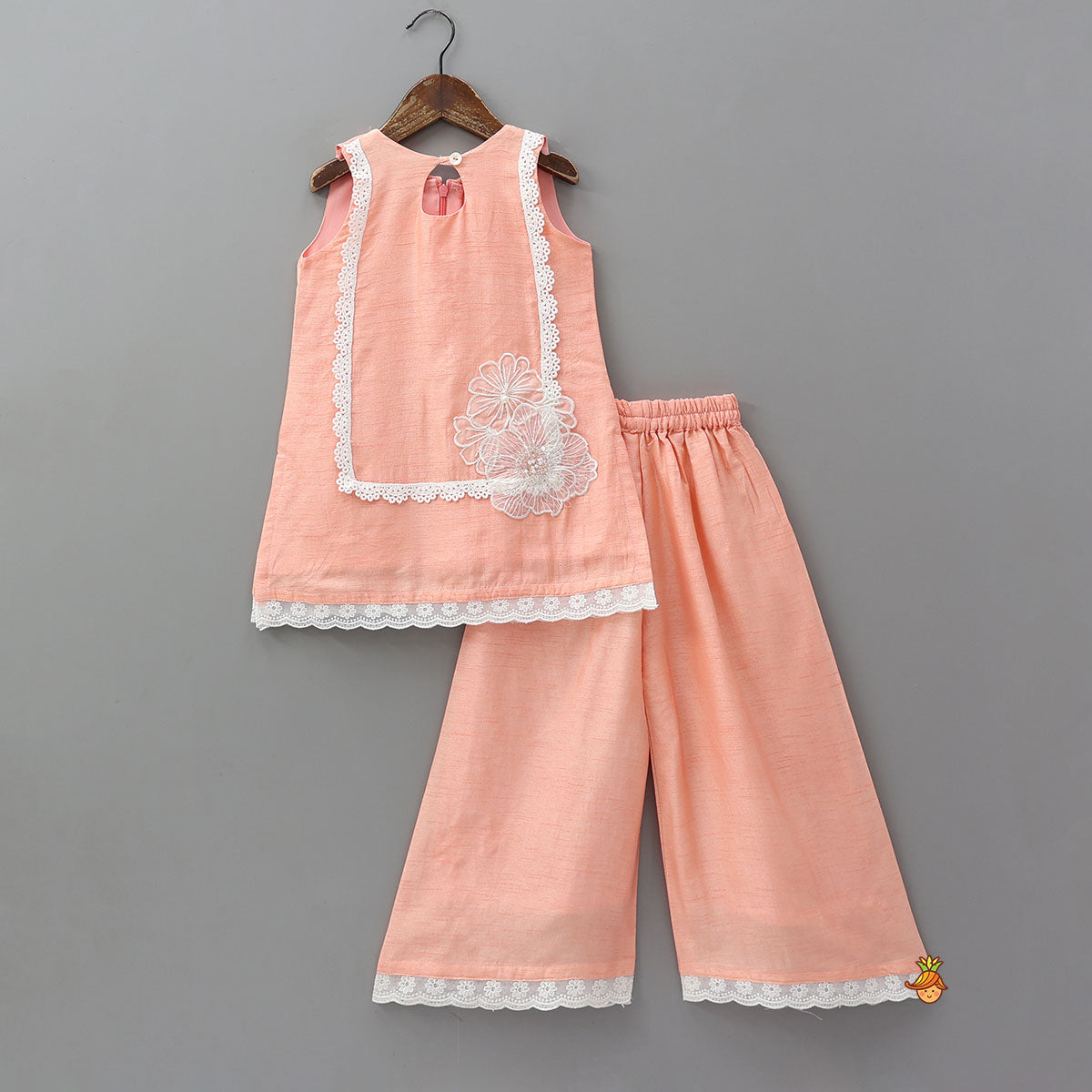 Pre Order: Elegant Floral Applique Kurti And Palazzo