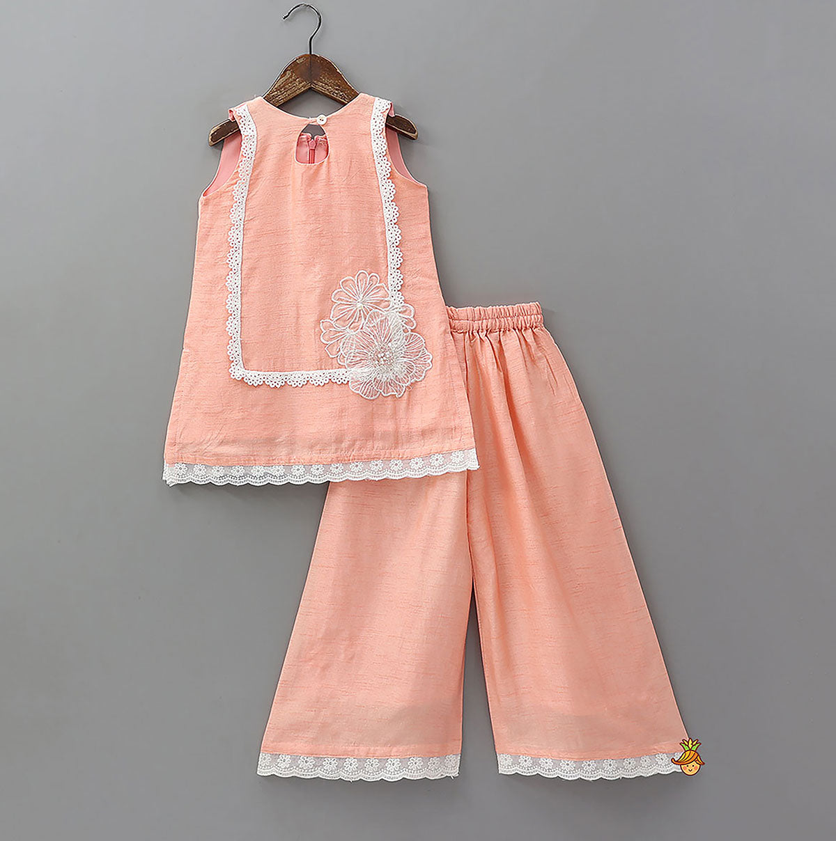 Pre Order: Elegant Floral Applique Kurti And Palazzo