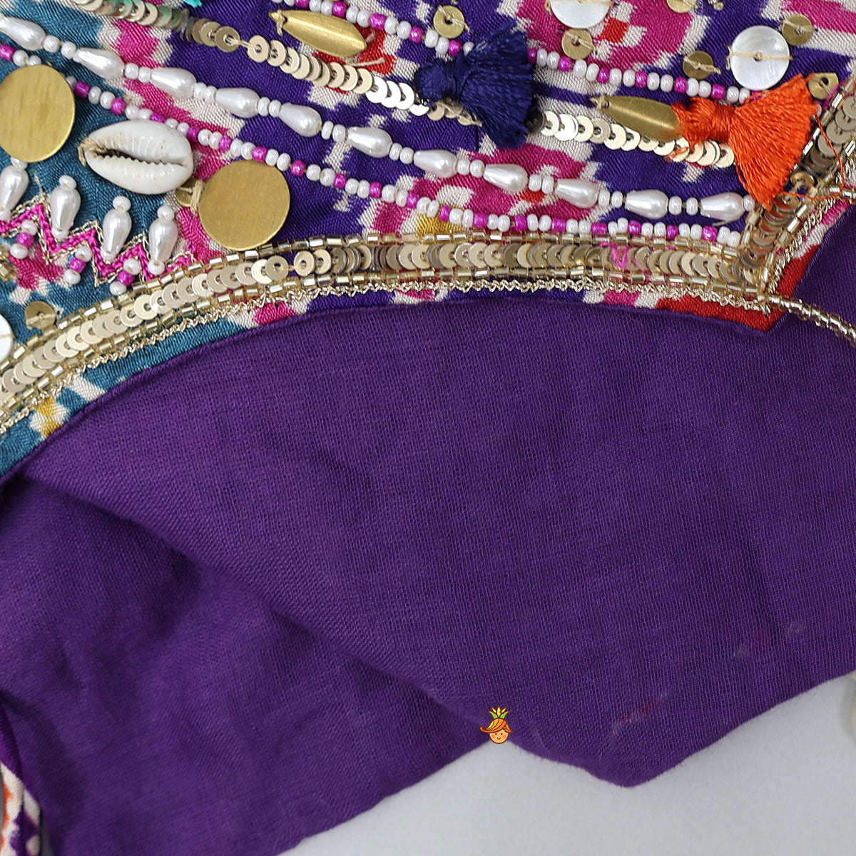 Pre Order: Heavily Embroidered Top And Palazzo With Potli Bag
