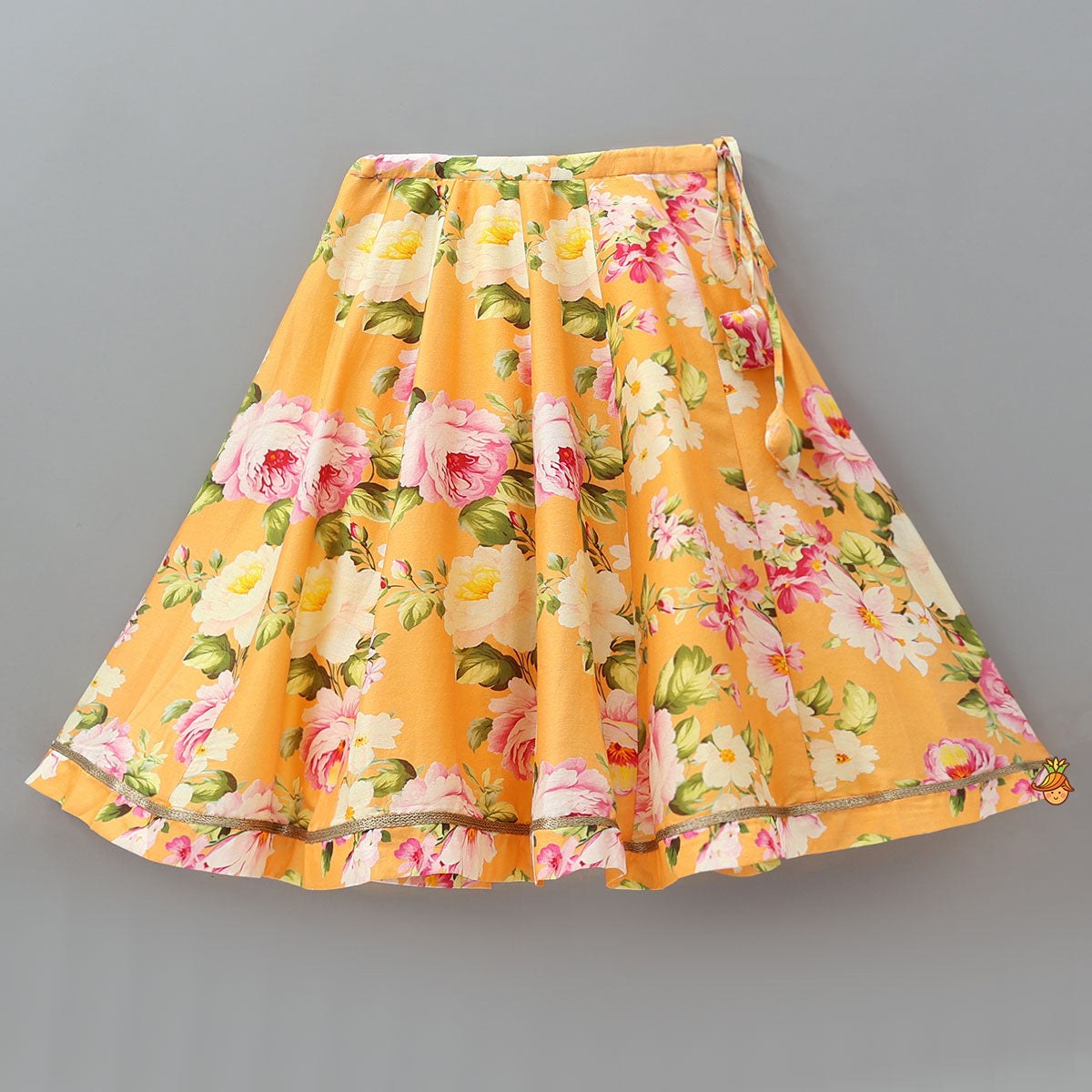 Pre Order: Floral Elegance Top And Lehenga With Net Dupatta
