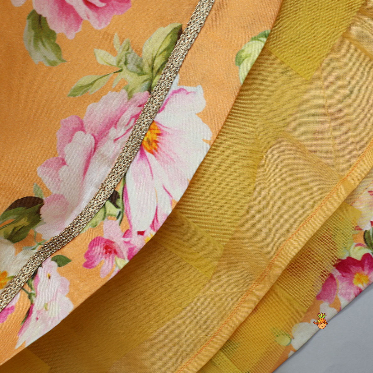 Pre Order: Floral Elegance Top And Lehenga With Net Dupatta