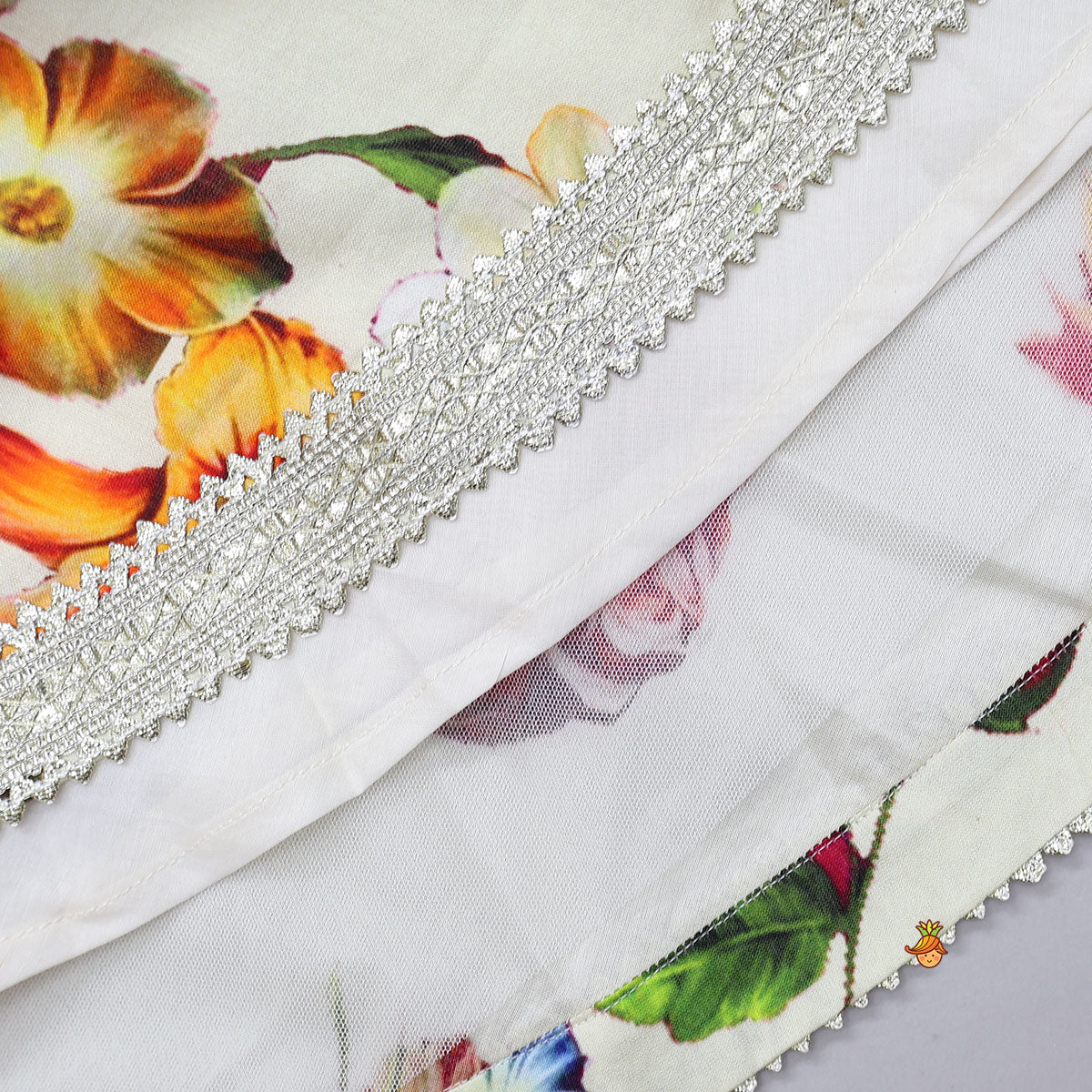 Pre Order: Classic Floral Printed Top And Lehenga With Net Dupatta