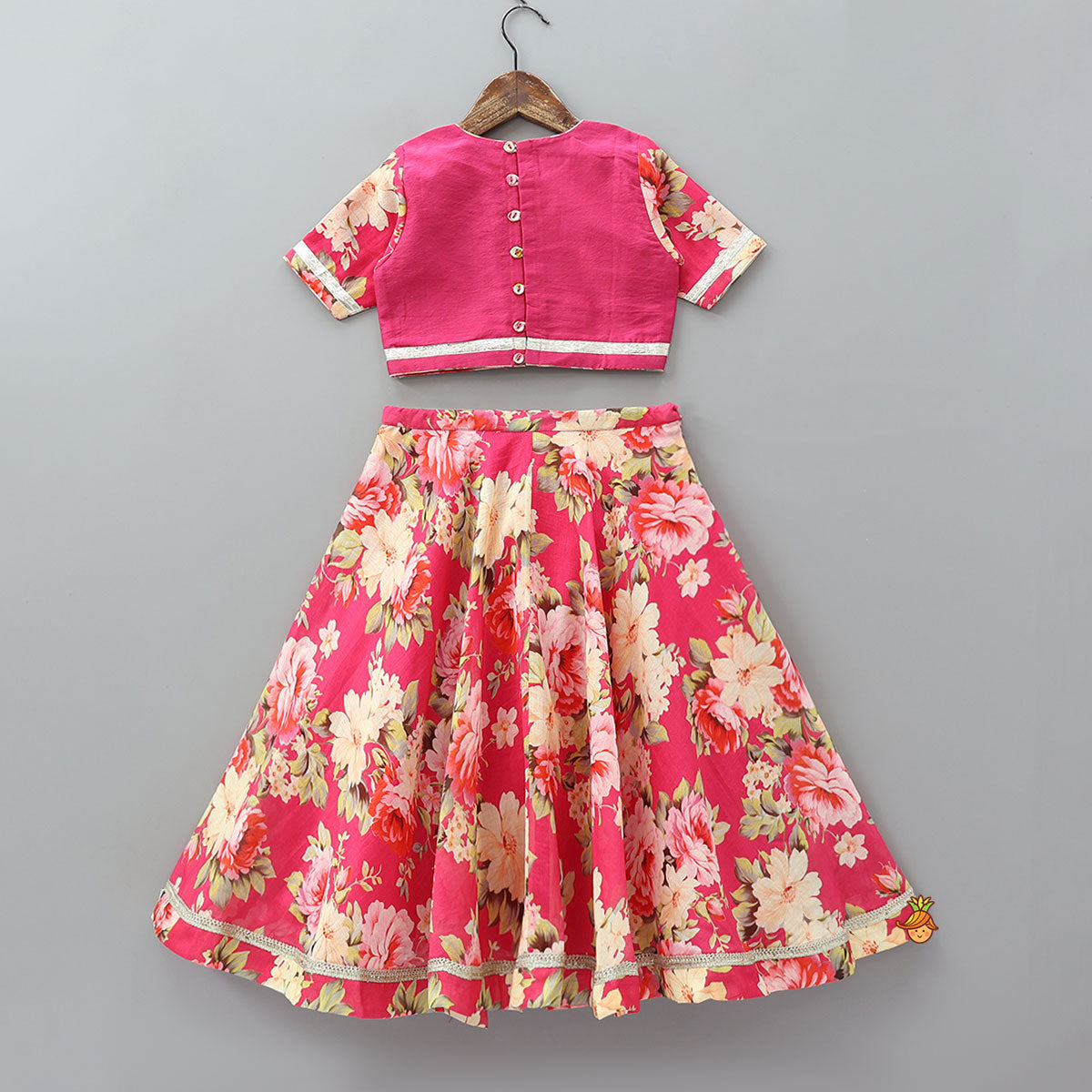 Pre Order: Floral Charm Top And Lehenga With Dupatta