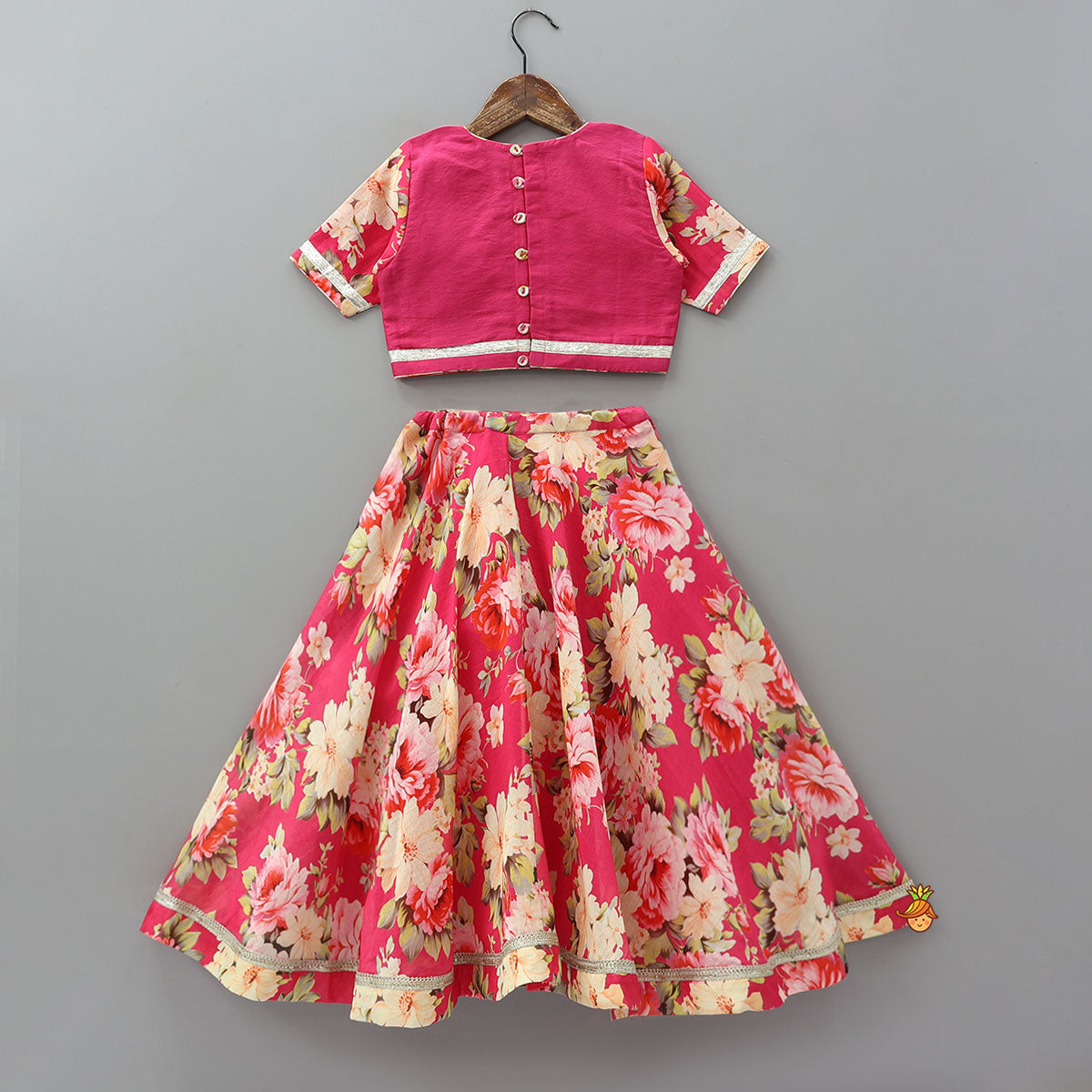 Pre Order: Floral Charm Top And Lehenga With Dupatta