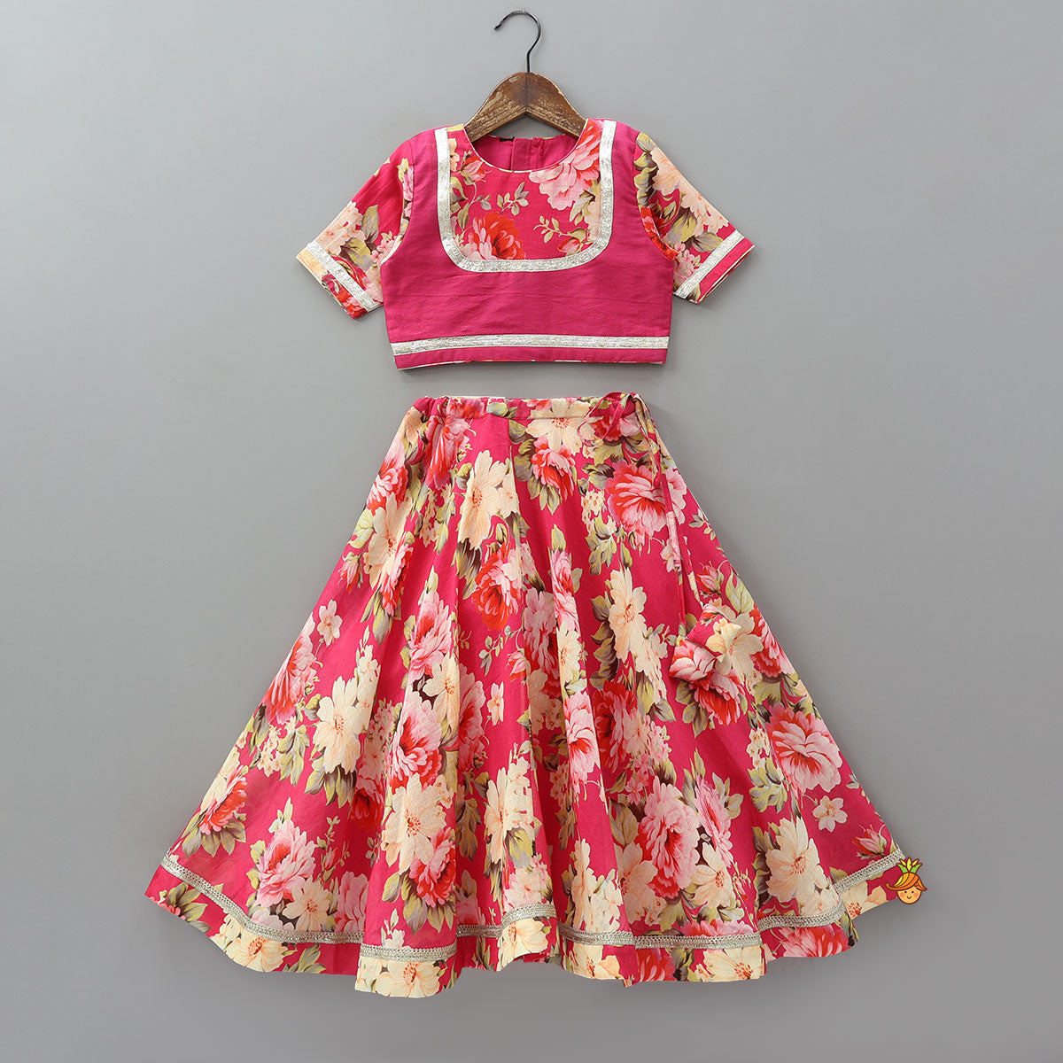 Pre Order: Floral Charm Top And Lehenga With Dupatta