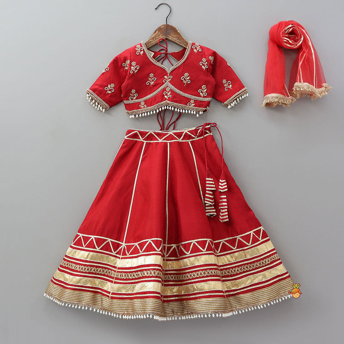 Pre Order: Heavily Embroidered Crop Top And Lehenga With Dupatta