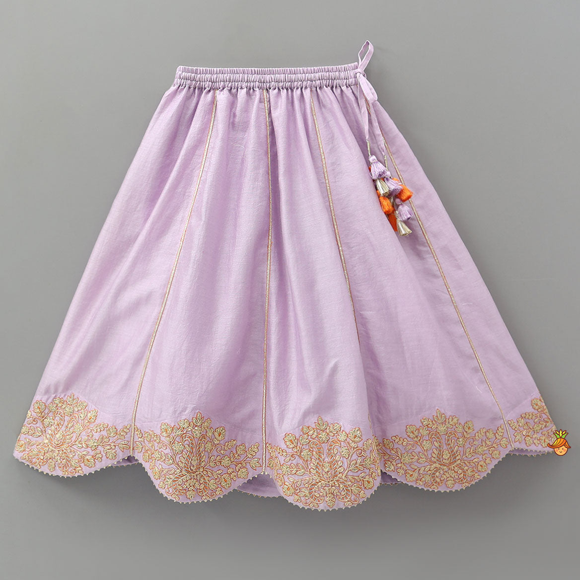 Pre Order: Round Neck Top And Scalloped Lehenga With Dupatta