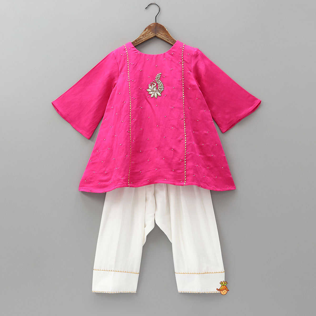Pre Order: Stylish Bell Sleeve Kurti And Farshi Salwar